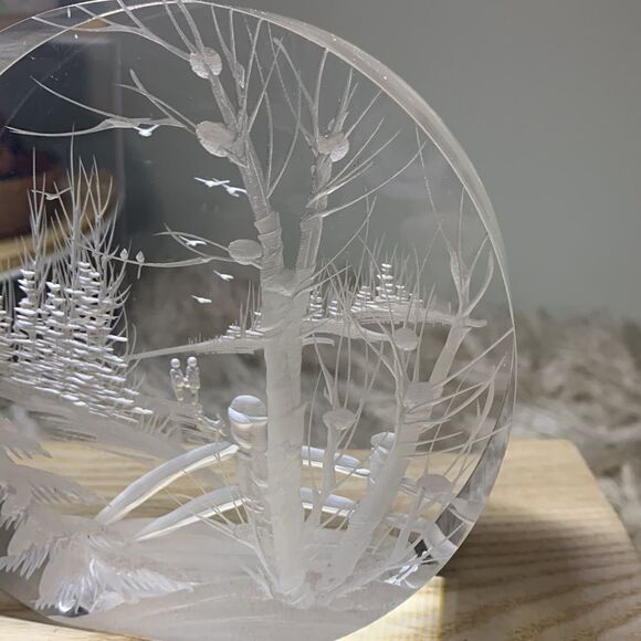 Vintage 1999 Lucite Outdoor Scene Reverse Carved Sculpture by Frank Albrecht FRA - Picture 4 of 17